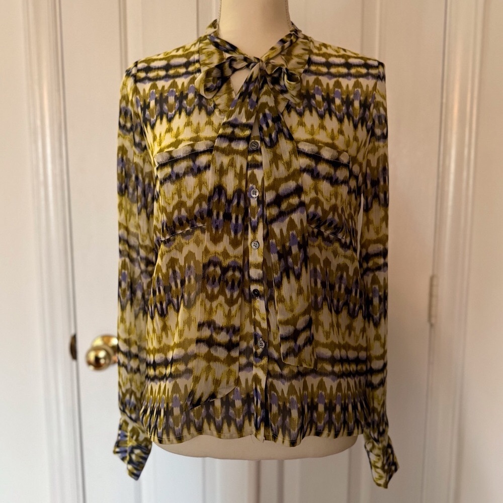 “PJK PATTERSON KINCAID” Outlaw Bow Button Down Blouse